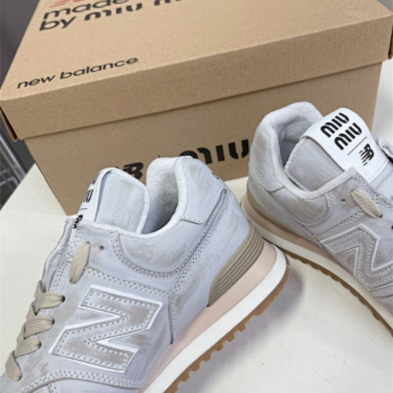 Miu Miu x New Balance 574 Denim sneakers in white