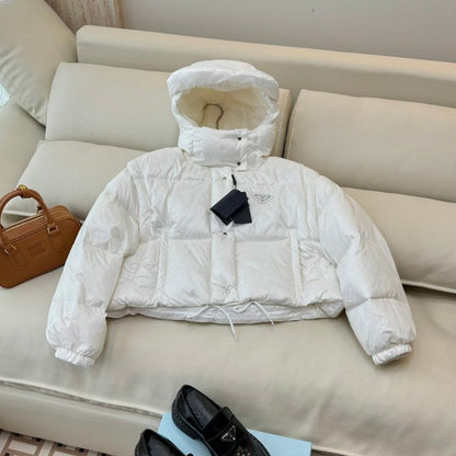 Prada Re-Nylon convertible cropped down jacket.