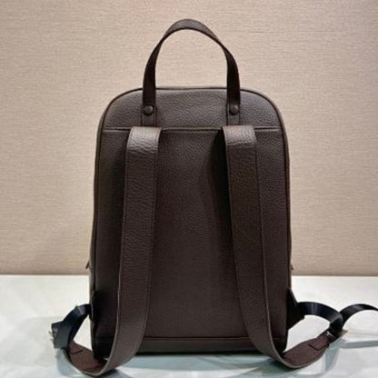 Prada Structured Leather Backpack in dark brown