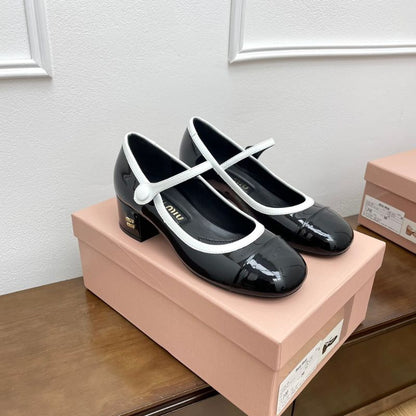 Miu Miu Two-Tone Patent Leather Mary Jane Pumps