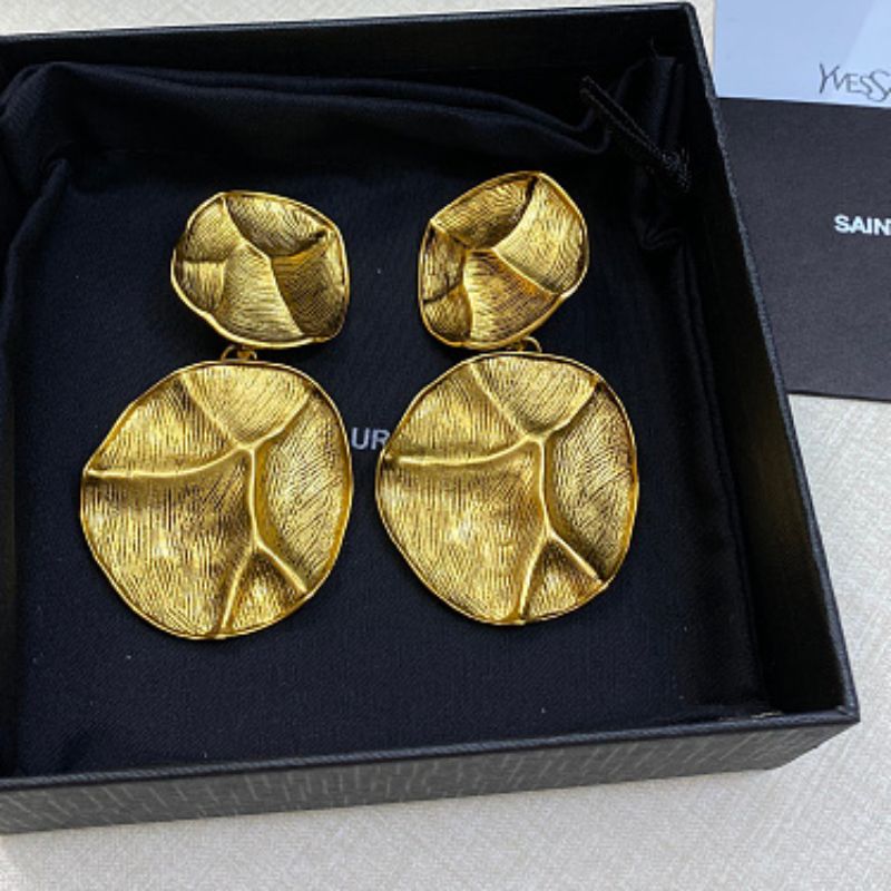 Saint Laurent Structured Abstract Disc Drop Earrings,