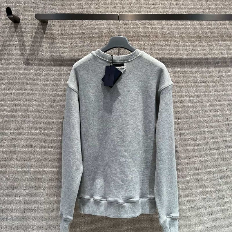 Prada cotton fleece sweatshirt with a relaxed fit silhouette