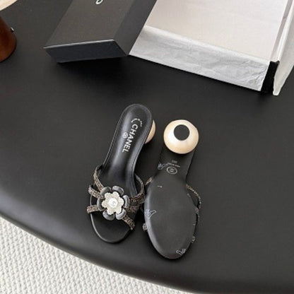 Chanel Camellia Pearl Mules,