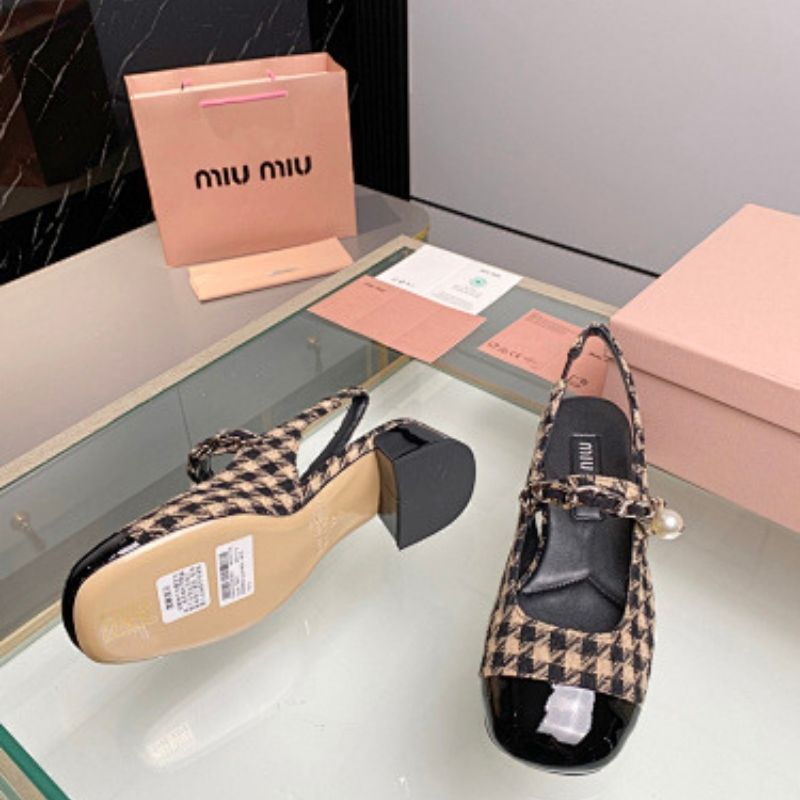 Miu Miu Houndstooth Slingback Flats,