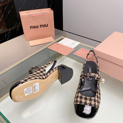 Miu Miu Houndstooth Slingback Flats,