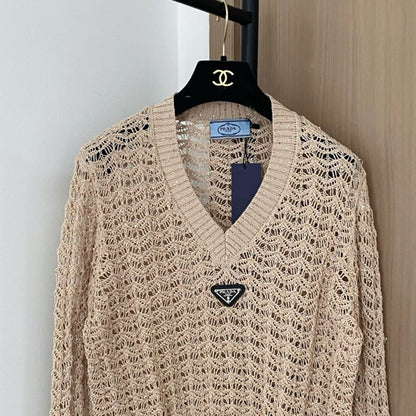 Prada open-knit V-neck sweater