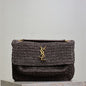 Saint Laurent Niki Medium Raffia Shoulder Bag.