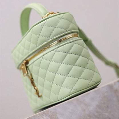 Saint Laurent Gaby Vanity Bag in a pale green shade.