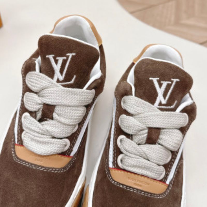 Louis Vuitton LV Skate Sneaker in the chocolate brown and gum colorway.