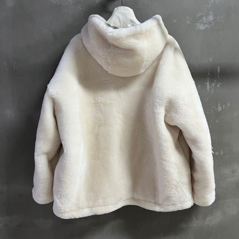 Prada shearling half-zip hoodie.