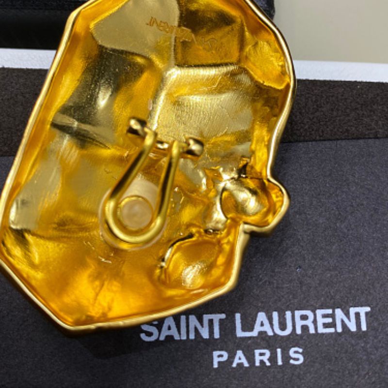Saint Laurent Sculptural Mineral Clip-On Earrings