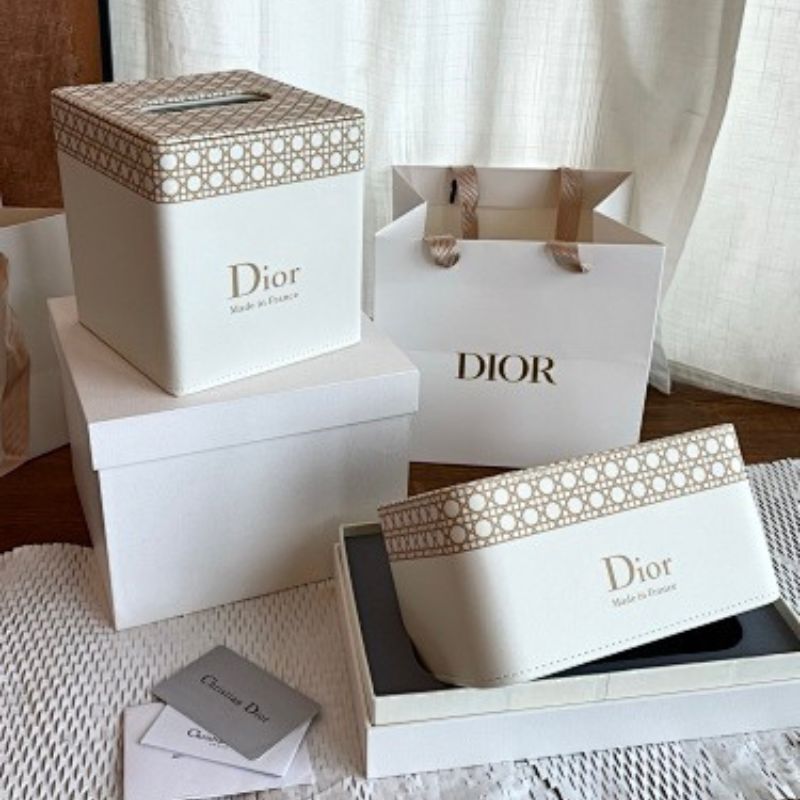 Dior-inspired leather tissue boxes