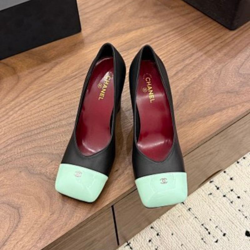 Chanel Lambskin and Patent Calfskin Cap-Toe Pumps,