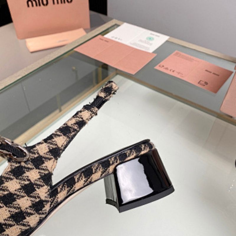 Miu Miu Houndstooth Slingback Flats,