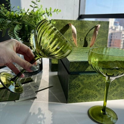 Gucci green-tinted glassware,