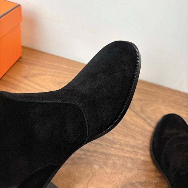 Hermès Saint Germain Ankle Boots in black suede.
