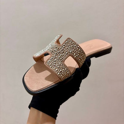 Hermès Oran Sandals in a specialized crystal-embellished version.