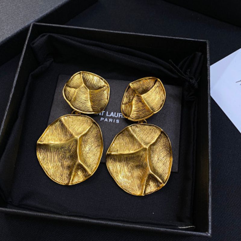 Saint Laurent Structured Abstract Disc Drop Earrings,