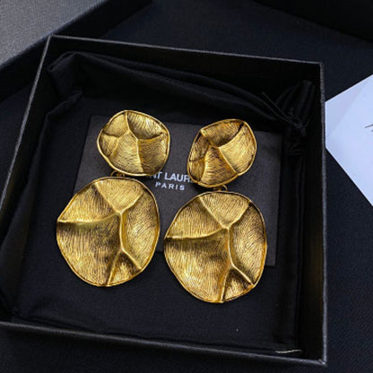 Saint Laurent Structured Abstract Disc Drop Earrings,