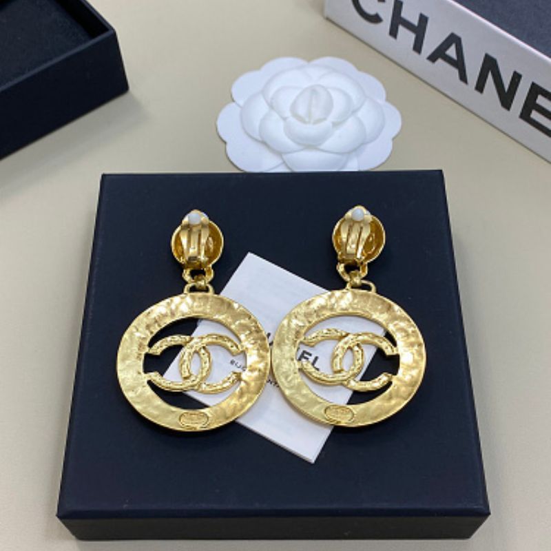 Chanel Round Medallion "Chanel Paris" CC Drop Earrings