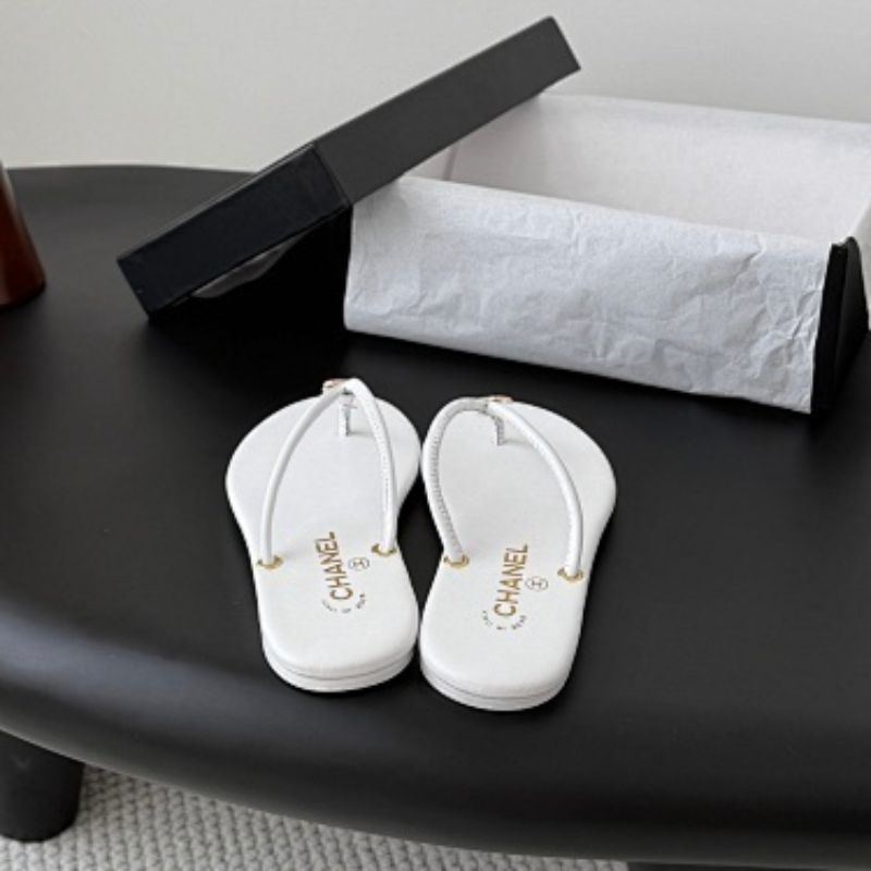 Chanel Lambskin T-Strap Thong Sandals