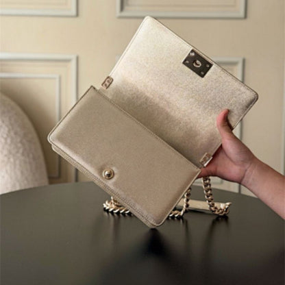 Chanel Boy Flap Bag in a Metallic Gold