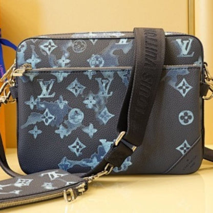Louis Vuitton Trio Messenger in Monogram Ink Watercolor blue