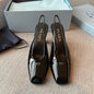 Prada Patent Leather Square-Toe Slingback Pumps in black