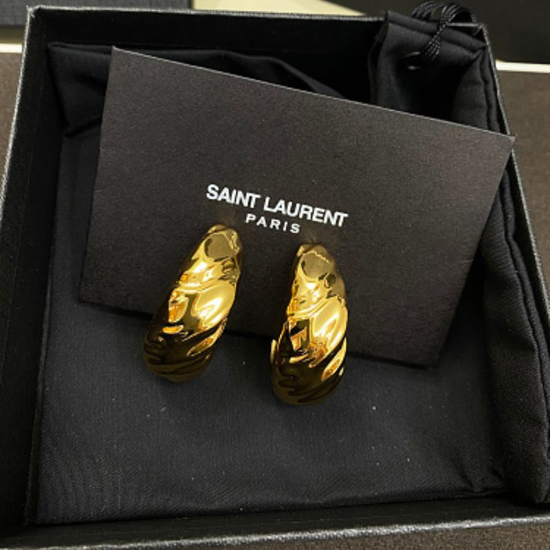 Saint Laurent Textured Chunky Hoop Earrings
