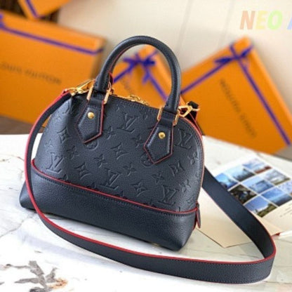 Louis Vuitton Neo Alma BB in Noir (Black) Monogram Empreinte leather.