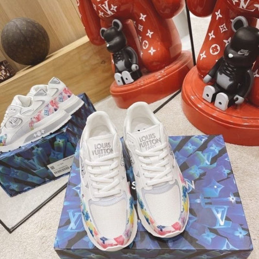 Louis Vuitton LV Trainer Sneaker with a special multi-color Monogram motif print