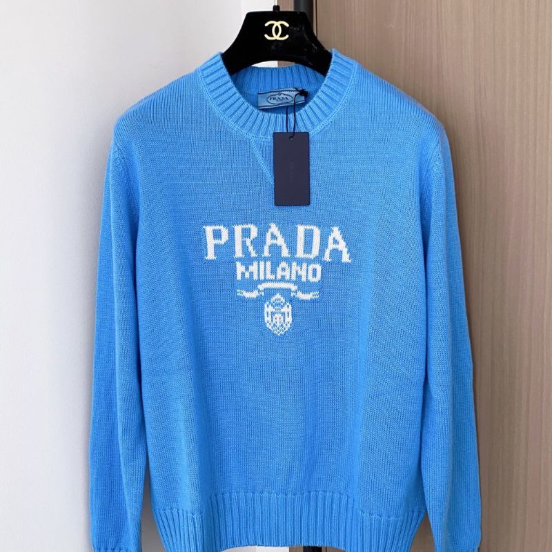 Prada Milano logo intarsia knit sweater.