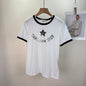Christian Dior Dioriviera T-shirt in white cotton jersey with black trim.