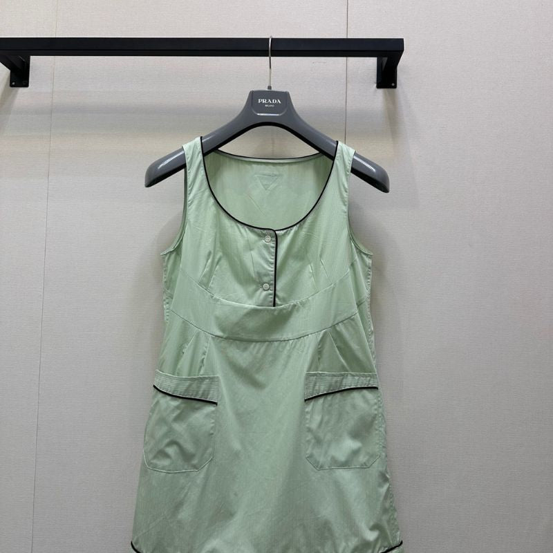 Prada sleeveless cotton mini-dress.
