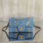 Chanel Blue Denim Sequin CC Printed Classic Double Flap Bag