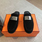 Hermès Oz Mules in noir (black) suede calfskin
