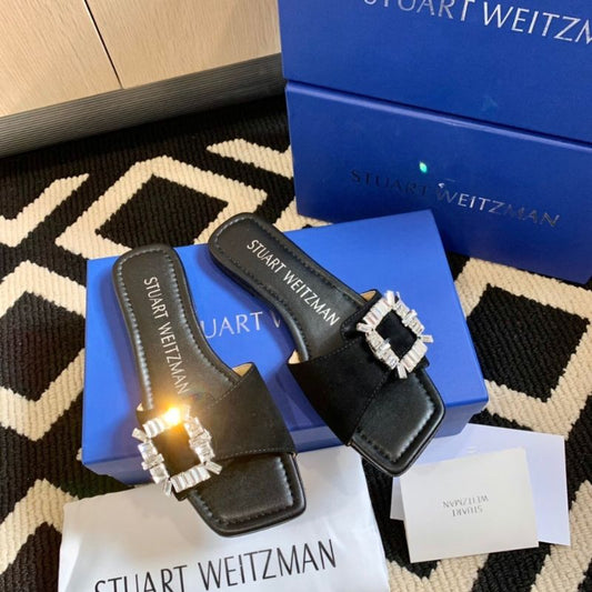 Saint Laurent Shine Buckle Slide Sandals