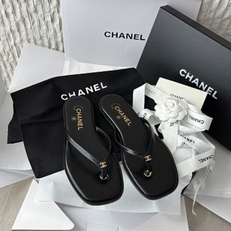 Chanel Goatskin CC Thong Flip-Flops
