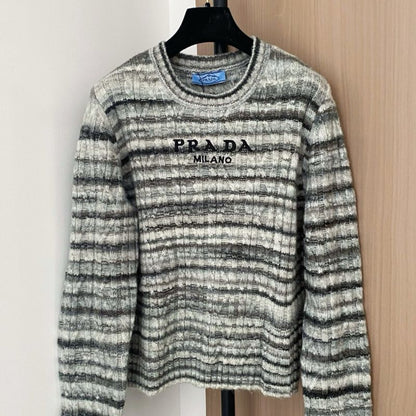 Prada intarsia-knit crew-neck sweater.