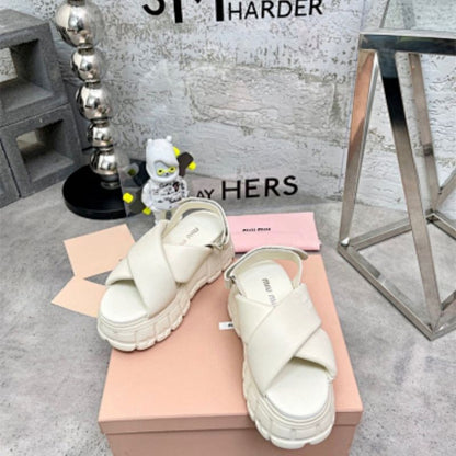 Miu Miu Sporty Matelassé Nappa Leather Sandals.