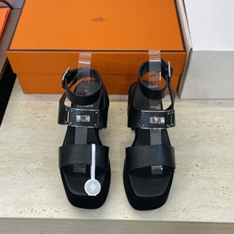 Hermès Ilona 90 Sandals in black calfskin