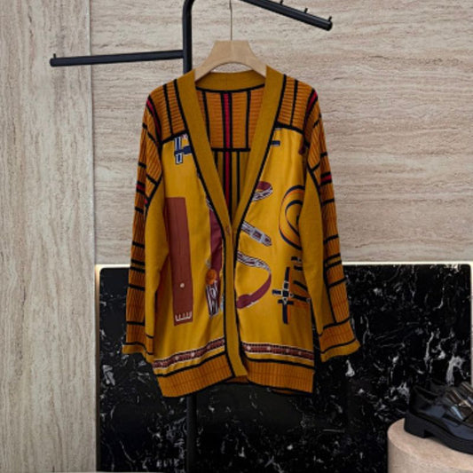 Hermès "Lettres Equestres" long cardigan.