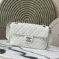 Chanel 24C Large Hobo Bag in White Grained Calfskin (Caviar) leather.