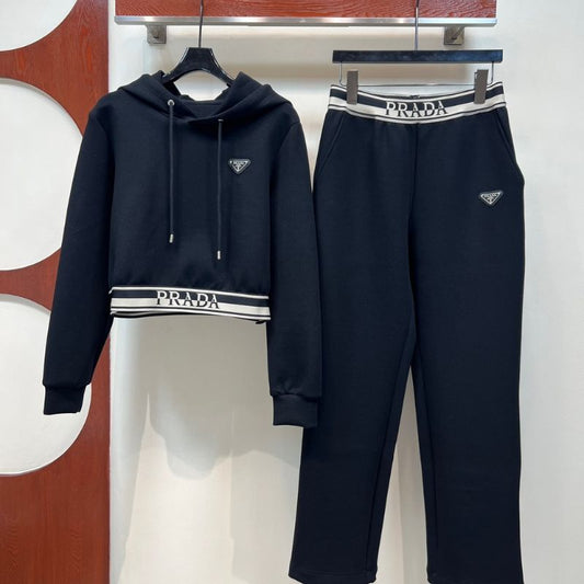 Prada cropped hoodie and sweatpants tracksuit