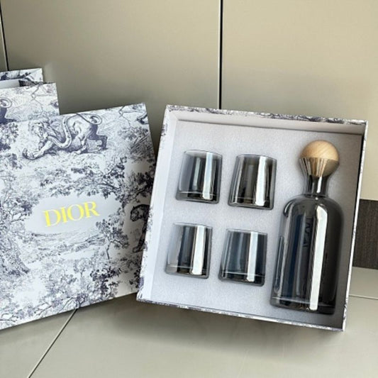 Dior-inspired smoked glass carafe and tumbler set,