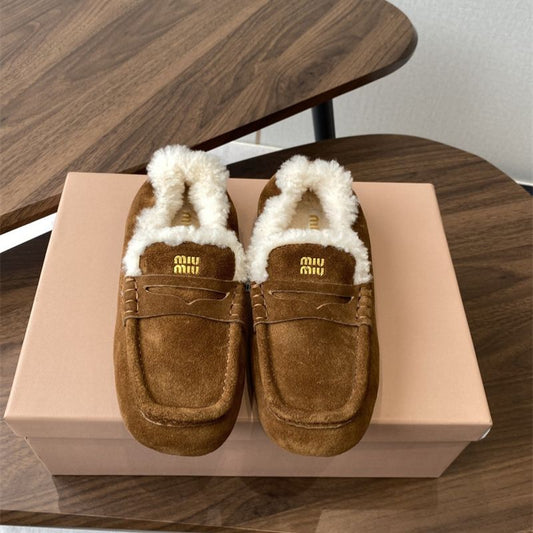 Miu Miu Ruches Suede Loafers