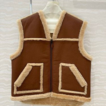 Celine Vintage-Finish Vest in Shearling.