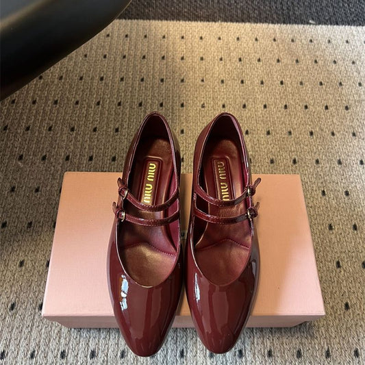 Miu Miu Patent Leather Slingback Pumps with Buckles