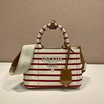 Prada Striped Cotton Canvas Mini Bag.