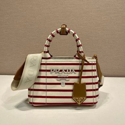 Prada Striped Cotton Canvas Mini Bag.